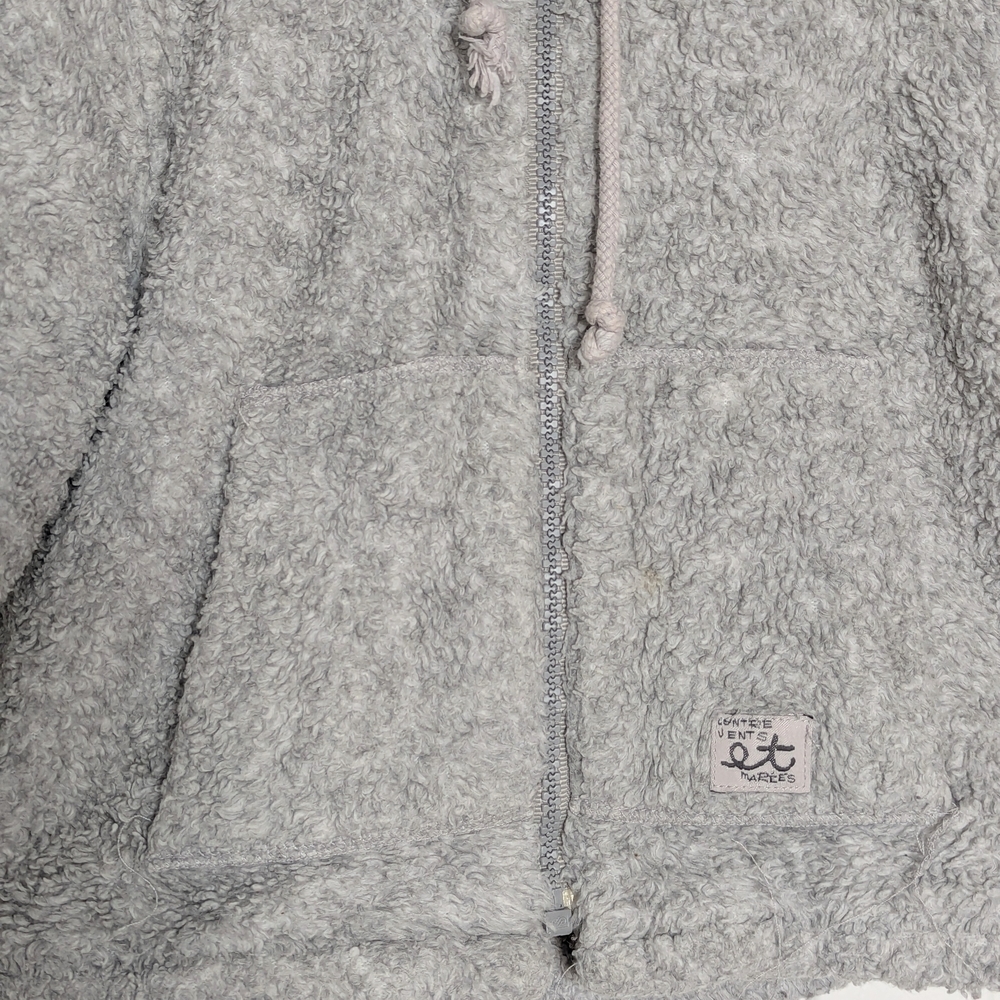 Adorable Girls' Cozy Gray Zip-Front Sherpa Jacket with Hood - Picture 2 of 16